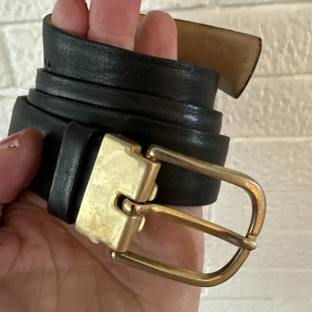 Buxton HARNESS Leather Belt 34 VINTAGE. BLACK